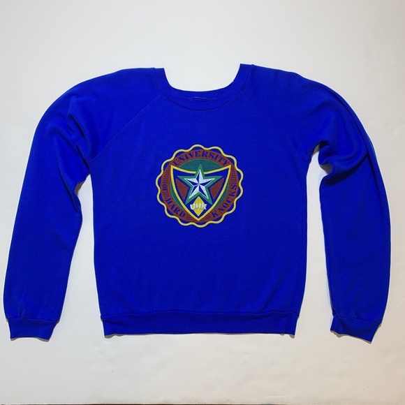 Vintage 80s 90s University of Hard Knocks Thin Soft Blue Crewneck Sweatshirt XS - Picture 6 of 6